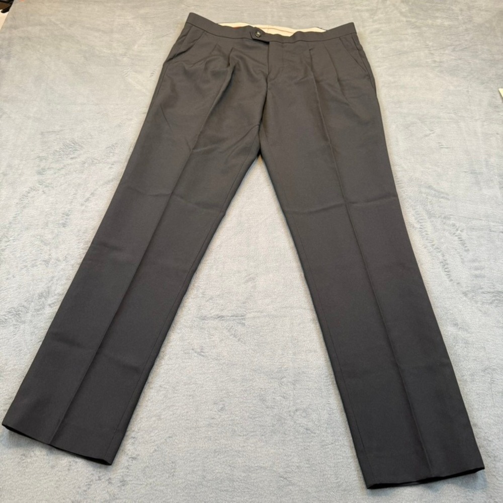 OppoSuits Dress Pants Mens 46 Solid Black Pleated Straight Leg Formal Trousers
